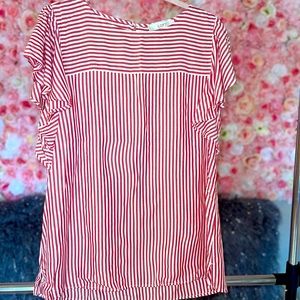 LOFT Large Top- Red and White Stripes